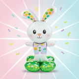 Jumbo 46 Spotted Easter Bunny Balloon, featuring bright, spotted ears. Ideal for Easter parties, adding a festive spring touch. Air filled, reusable.