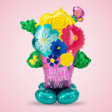 Jumbo 53 Mother's Day Bouquet Balloon shaped like a floral arrangement with Happy Mother's Day vase, colorful flower balloons, and teal base. Ideal for Mother's Day decor.