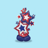 Decorative item with red, white, and blue star balloon on a light blue background