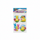 Peeps 3D Stickers - 4 Count featuring Easter-themed chick and bunny designs, including rainbows, flowers, and butterflies. Official merchandise, perfect for ages 4+.