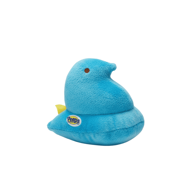 Peeps Plush Chick - 5 Blue, featuring a hard plastic Peeps emblem, soft and fuzzy texture, ideal for gifting through Celebratopia.