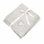 Peeps Chick Whisper Baby Blanket - Gray, featuring a plush finish, embroidered duck silhouette, and white ribbon tie, perfect for gifting from Celebratopia.
