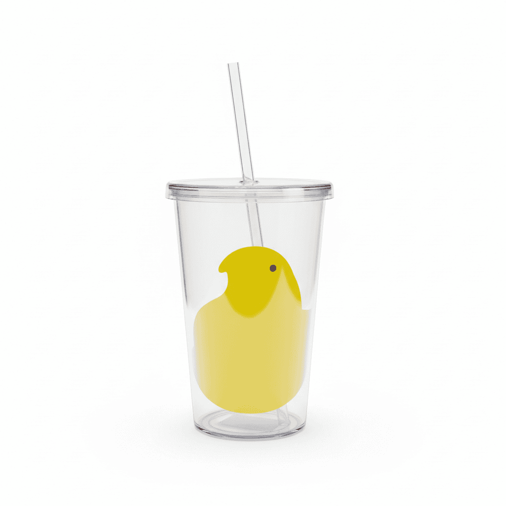 Peeps Clear Single Wall Tumbler - Yellow Chick featuring a stylized chick graphic, matching lid, and straw, ideal for custom gifting from Celebratopia.
