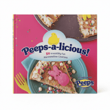 Peeps Peeps-a-licious! Cookbook cover featuring a dessert pizza topped with Peeps marshmallows, sprinkles, and frosting; ideal for marshmallow creation enthusiasts.