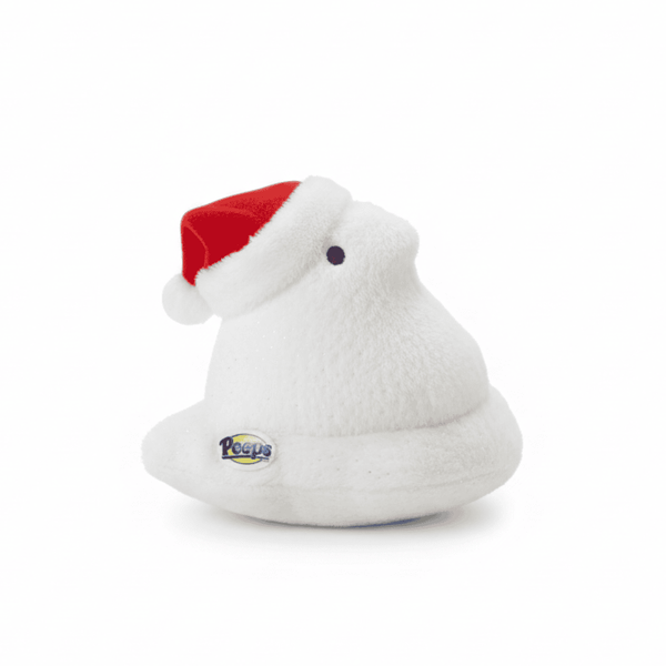 Peeps Santa Chick by Gund - 5, a plush marshmallow chick with a Santa hat and logo, collectible and new with tags.