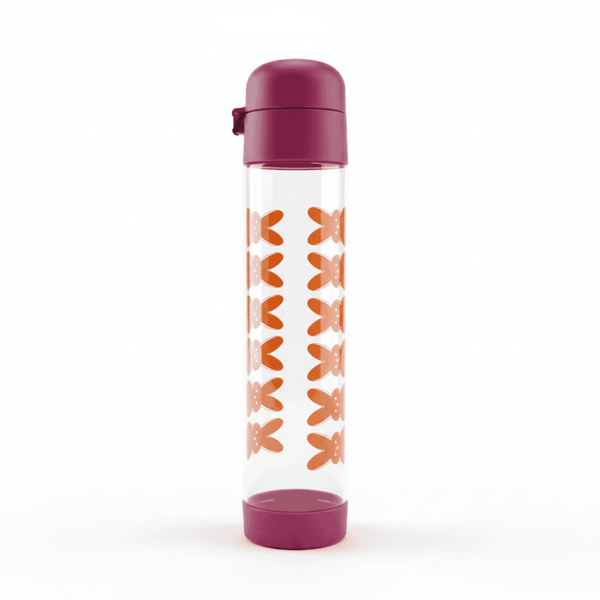 Peeps Orange Bunny H2Go Water Bottle, 25 oz, clear with magenta lid, features orange bunny pattern. Ideal for cold drinks, BPA-free, hand wash only.