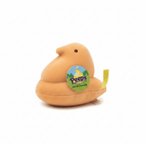 Peeps Plush Chick - 5 Orange, a soft marshmallow chick toy with a Peeps tag and plastic emblem, perfect for gifting from Celebratopia.