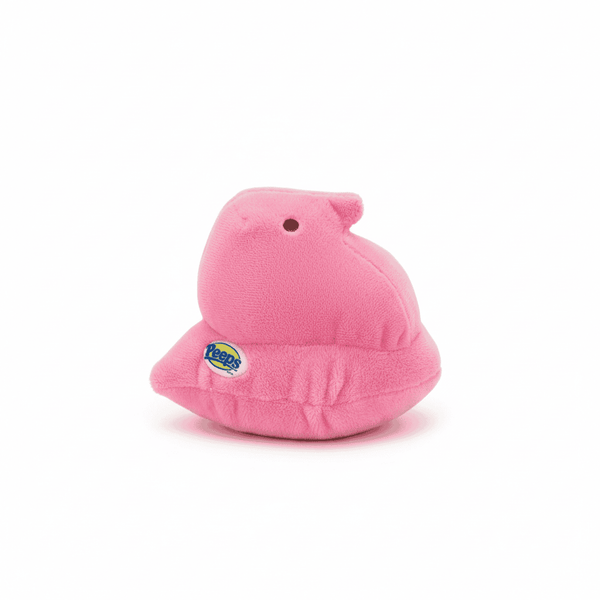 Peeps Plush Chick - 5 Pink, a soft, pink marshmallow-style plush toy with Peeps logo tag, perfect for custom gifting from Celebratopia.