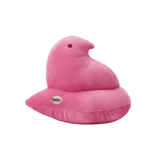 Peeps Plush Chick - 9 Pink, Blue Tag: Soft, marshmallow-shaped cushion with Peeps emblem, perfect for gifting from Celebratopia's unique collection.
