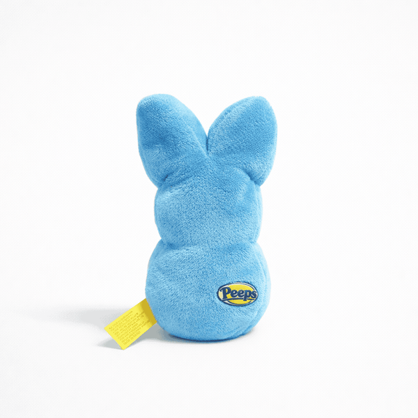 Peeps Plush Bunny - 5 Blue, featuring the Peeps logo and a hard plastic emblem, perfect for custom gifting from Celebratopia.