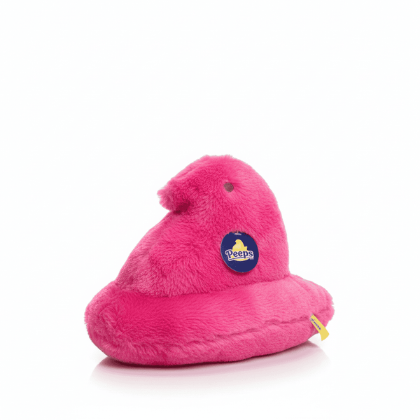 Peeps Plush Shaggy Chick - 11 Pink, soft and fluffy with attached Peeps logo tag, ideal for gift baskets from Celebratopia.