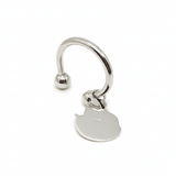 Peeps Sterling Silver Chick Key Ring with cat-head charm, 925 silver, U-shaped with ball stops, includes gift box and pouch, ideal for gifting.