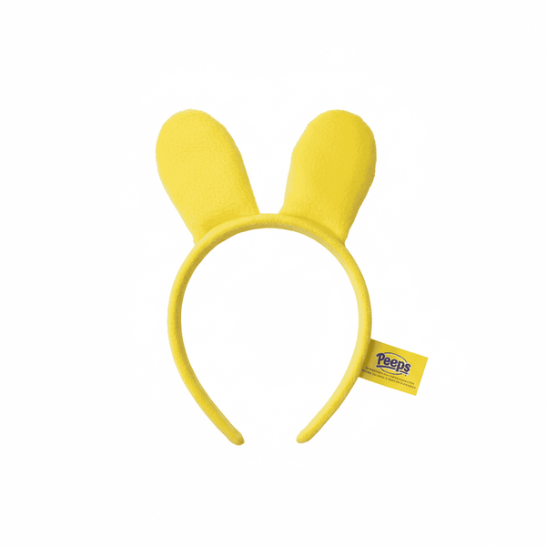 Peeps Bunny Ears - Yellow headband with plush bunny ears and a Peeps tag, perfect for novelty gifting from Celebratopia.